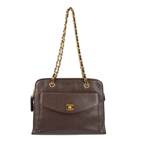 Chanel Brown Calfskin Shoulder Bag - Picture 1 of 6
